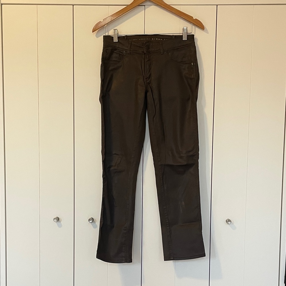 Sarah Pacini Dark Brown Straight Leg Waxed Jeans